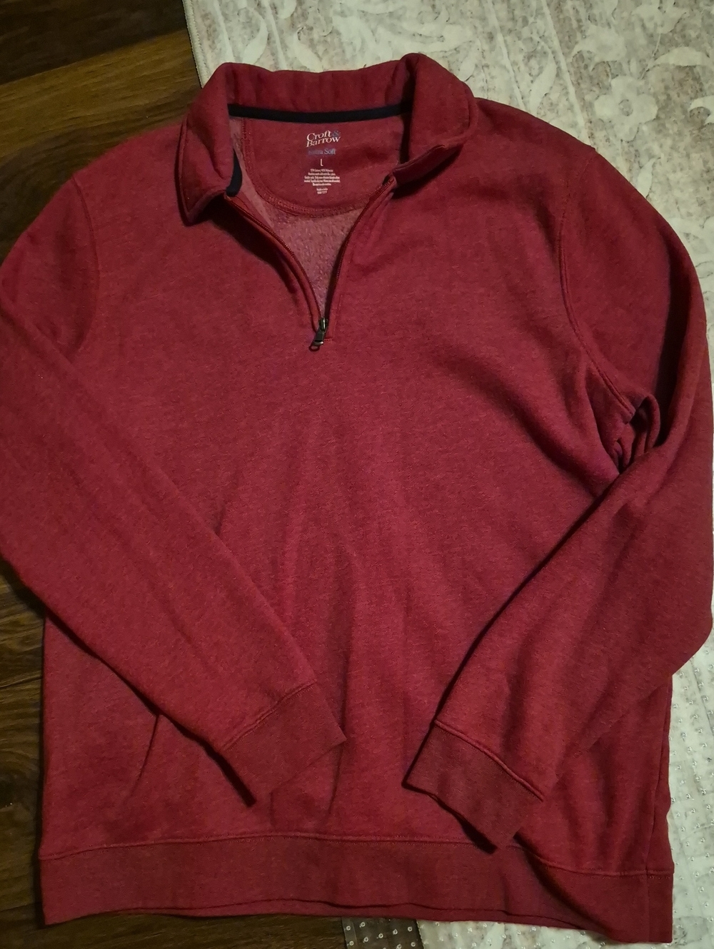 croft & barrow Men's Or Womens Heathered Burgundy Quarter-Zip Sweater